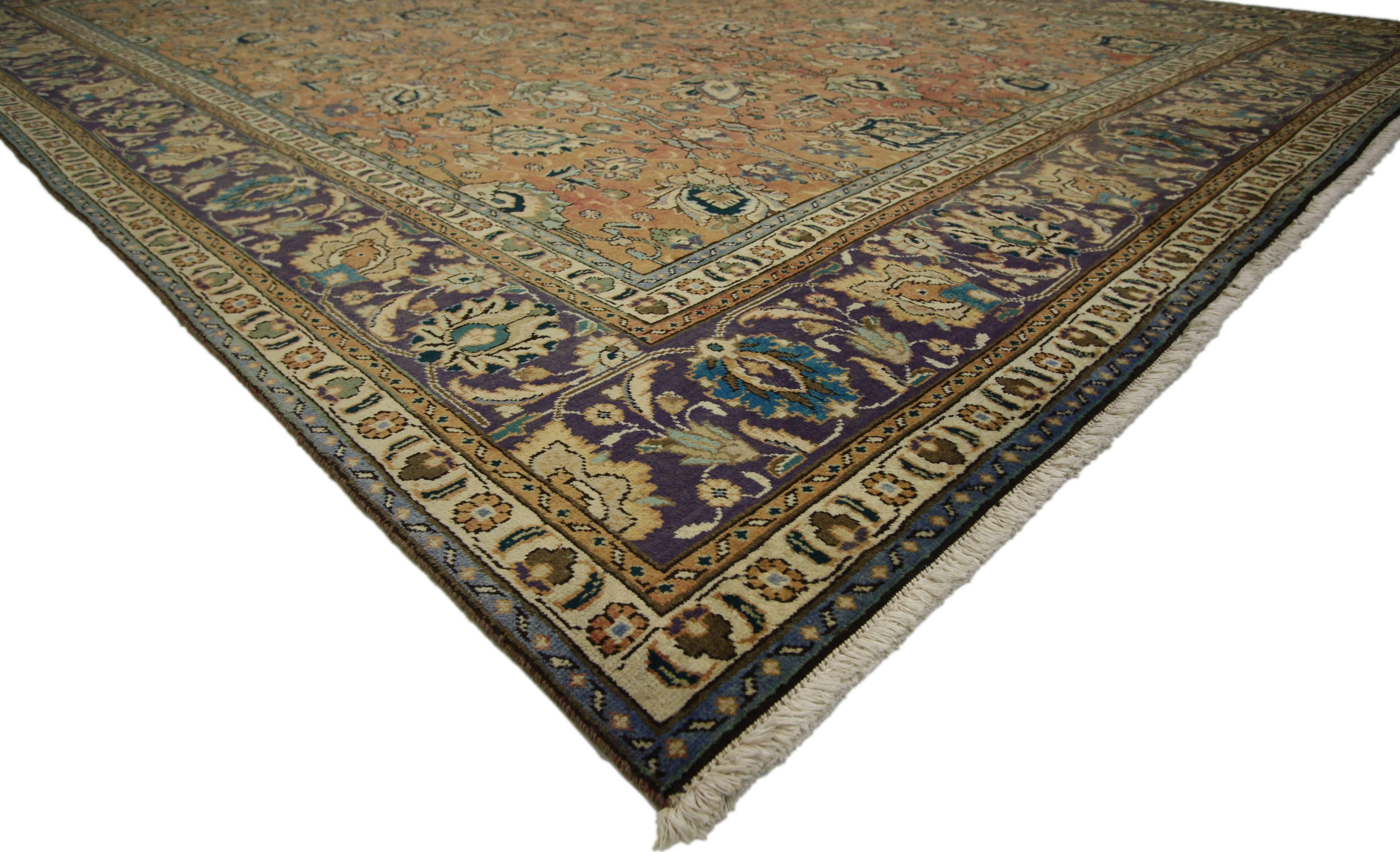 Wool Vintage Persian Tabriz with Traditional Style
