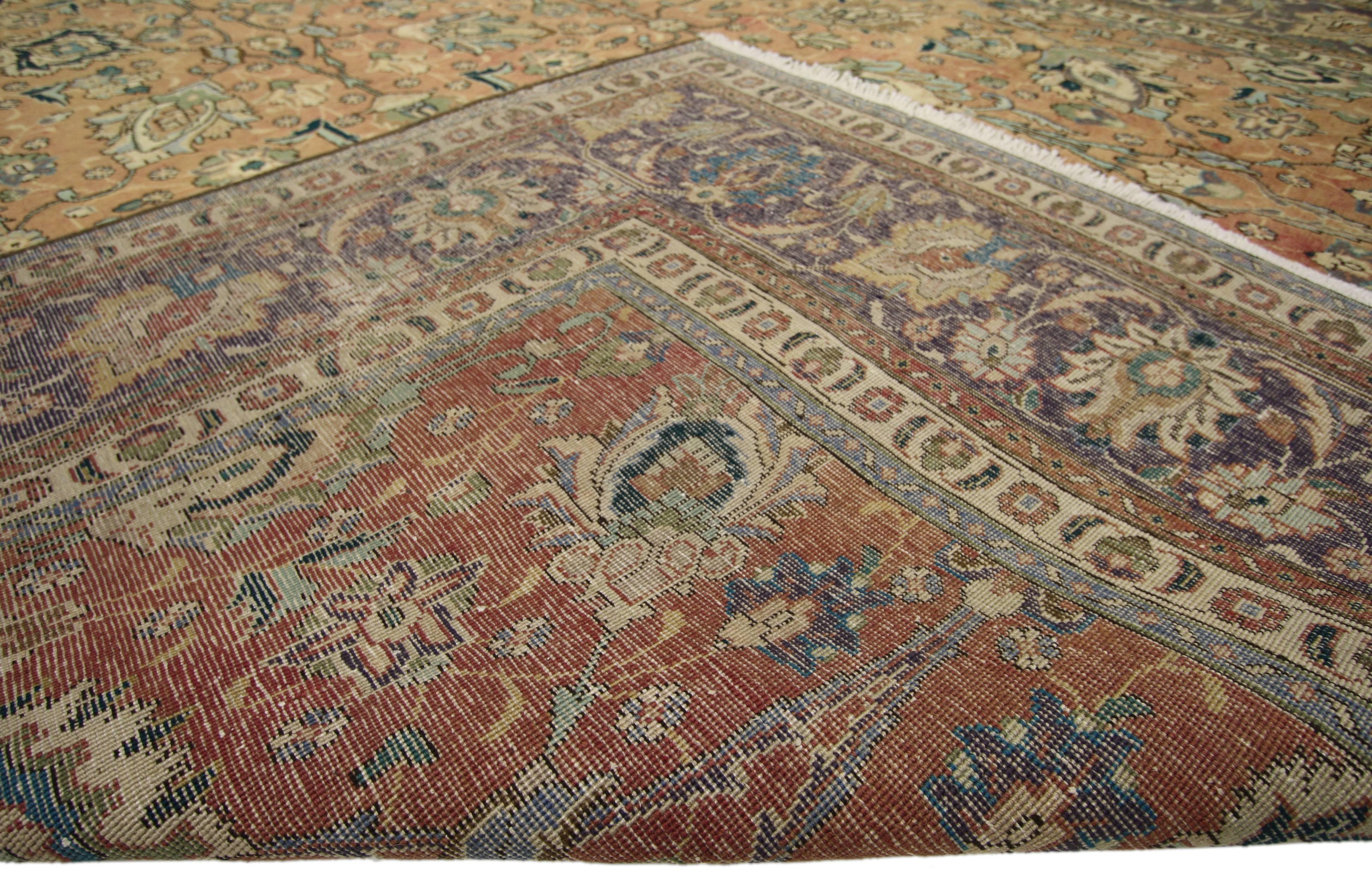 Vintage Persian Tabriz with Traditional Style 1