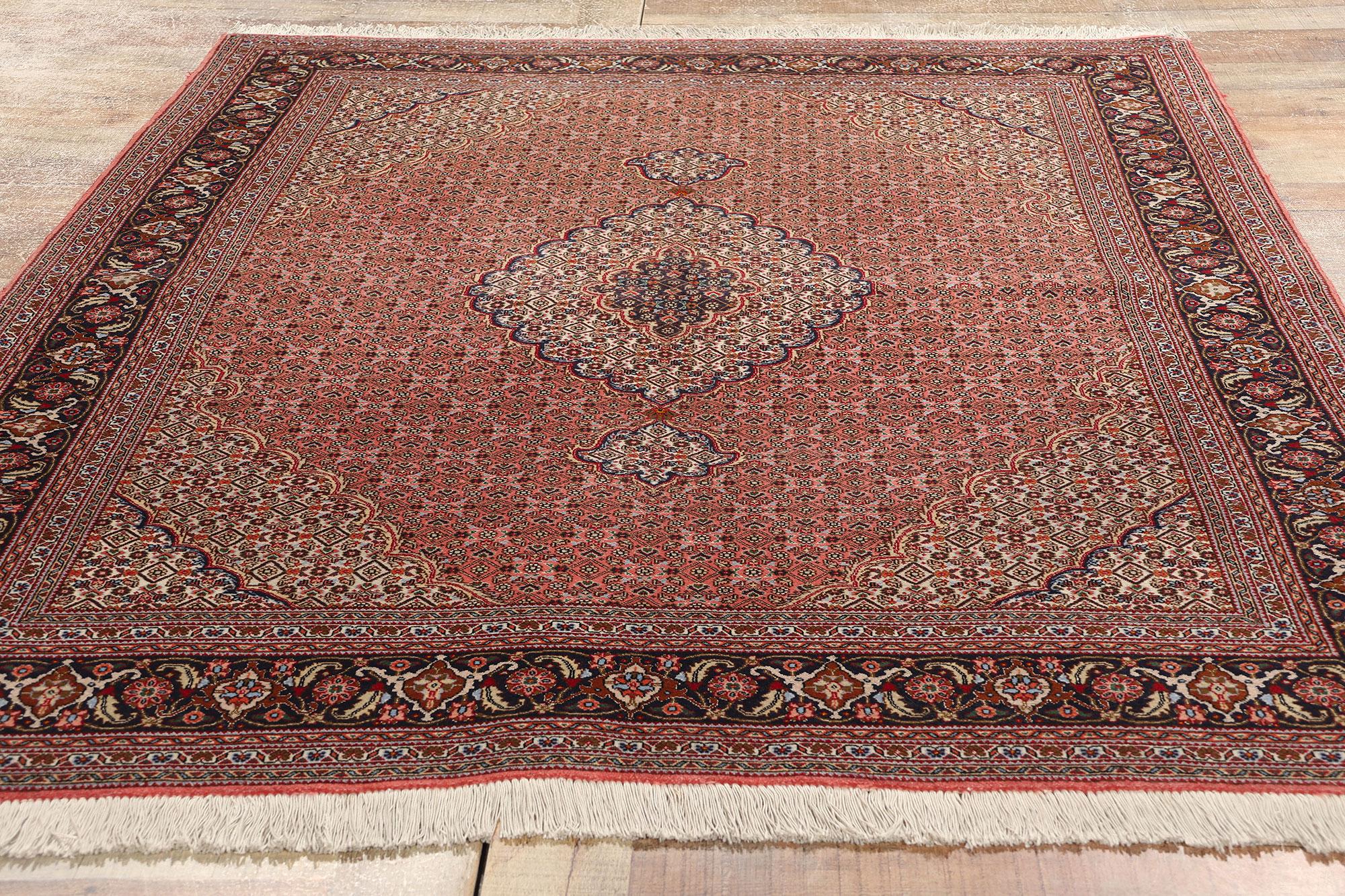 Vintage Persian Tabriz Wool and Silk Carpet For Sale 3