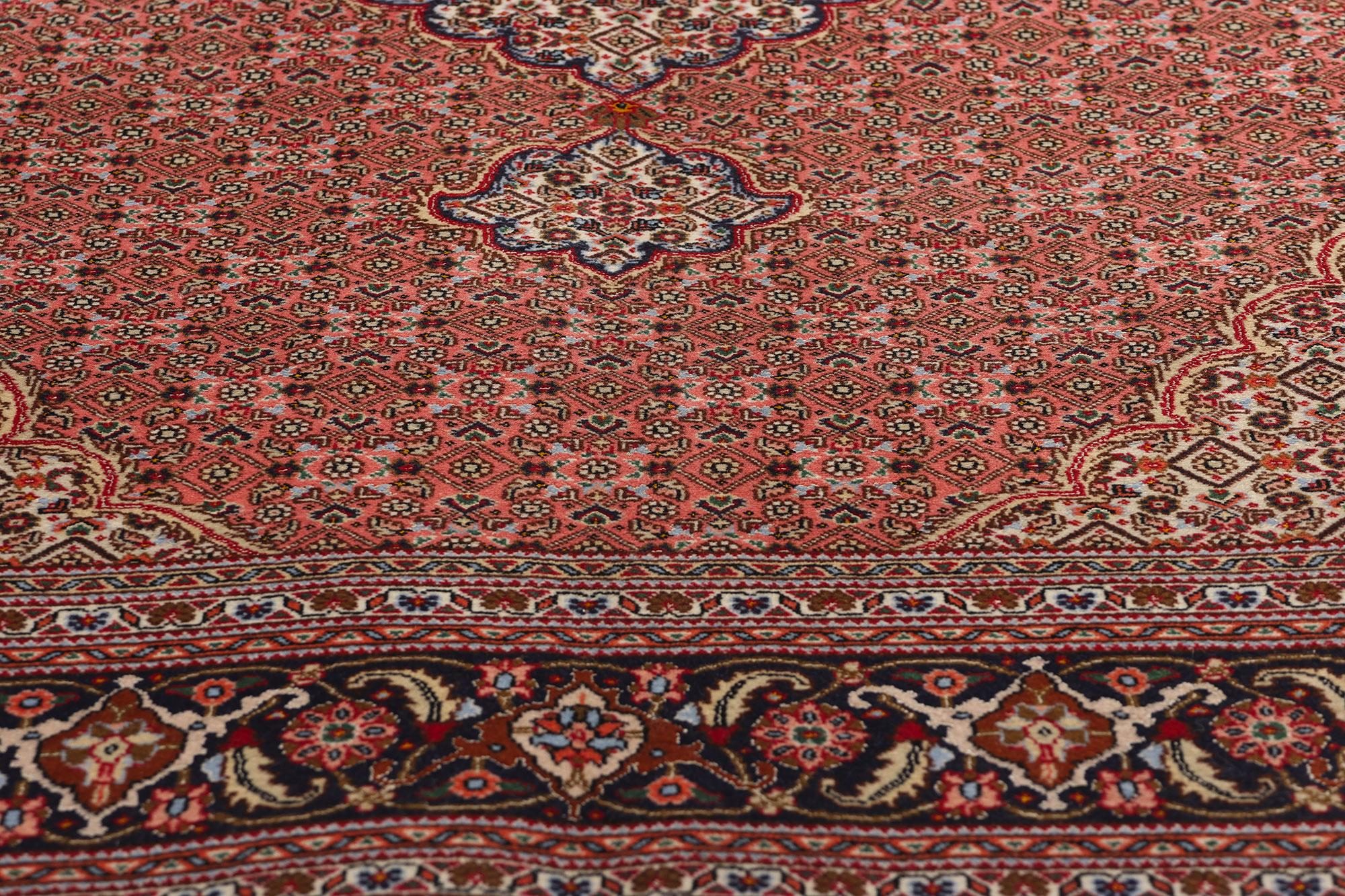 20th Century Vintage Persian Tabriz Wool and Silk Carpet For Sale