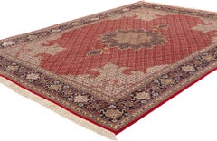 Vintage Persian Tabriz Wool and Silk Carpet with Traditional Style