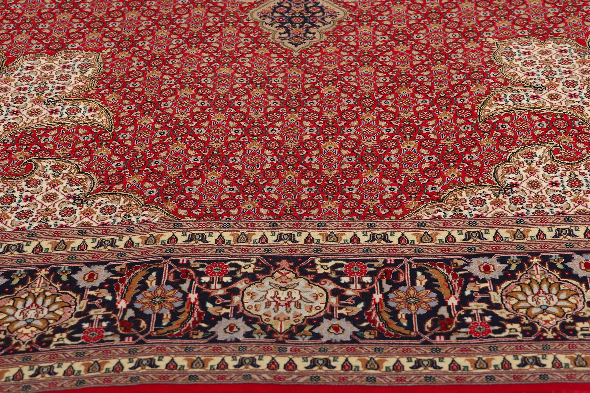 20th Century Vintage Persian Tabriz Wool and Silk Carpet For Sale