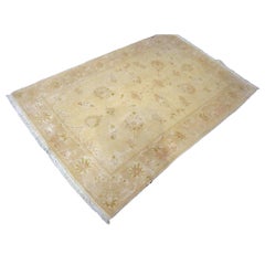 Vintage Persian Tabriz Wool & Silk 2x4 Ivory Handmade Throw Rug