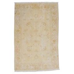 Vintage Persian Tabriz Wool & Silk 2x4 Ivory Handmade Throw Rug