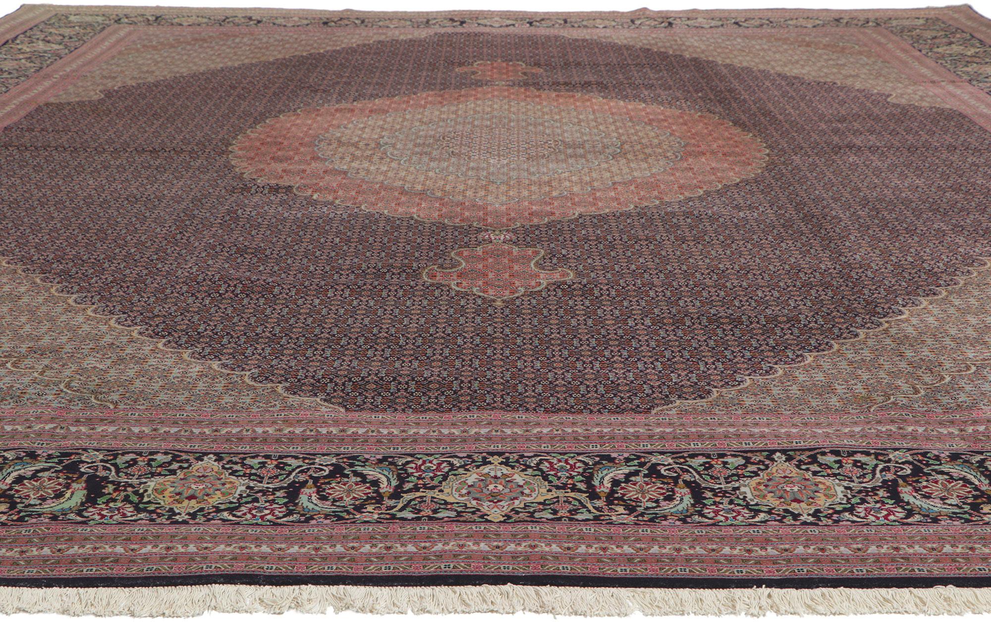 Modern Vintage Persian Tabriz Wool & Silk Rug For Sale