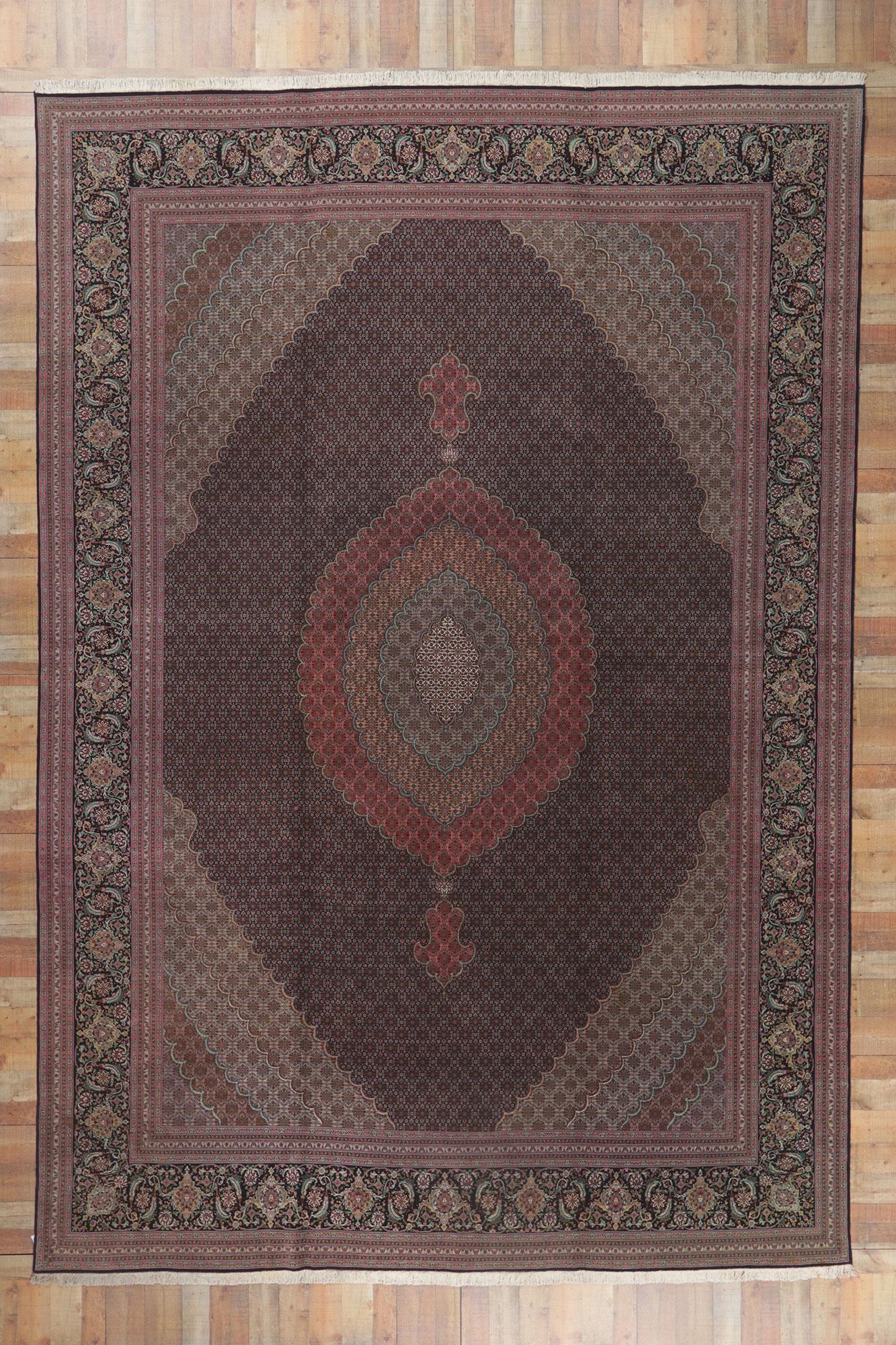 Vintage Persian Tabriz Wool & Silk Rug In Good Condition For Sale In Dallas, TX