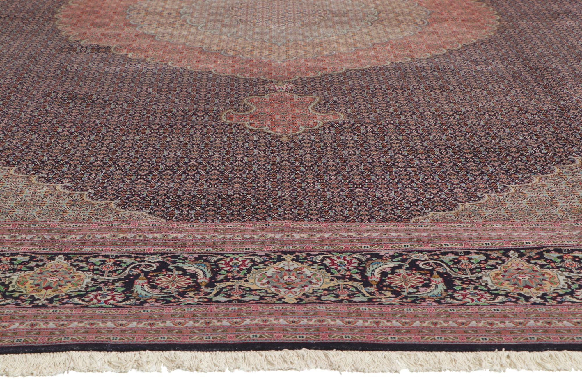 20th Century Vintage Persian Tabriz Wool & Silk Rug For Sale