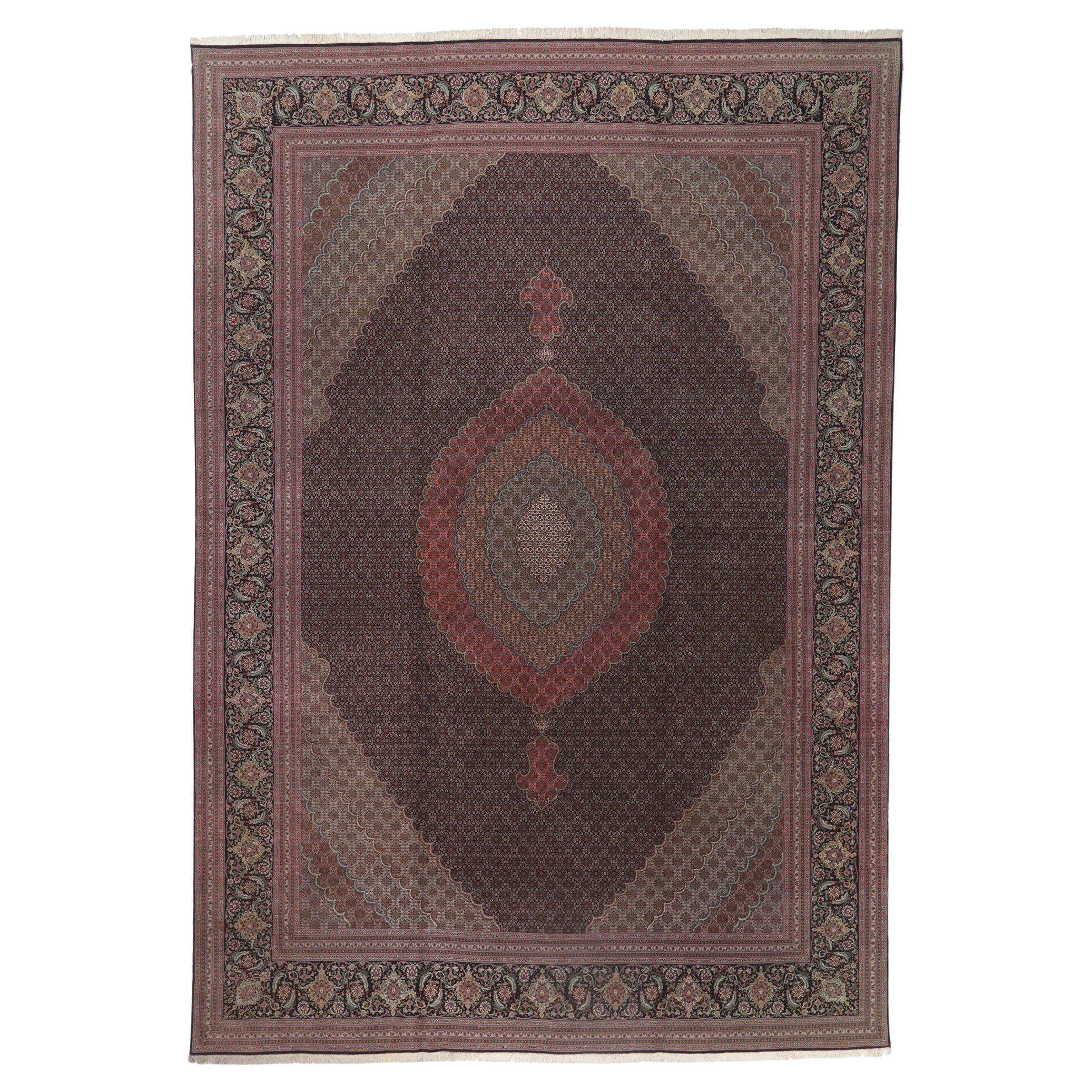 Vintage Persian Tabriz Wool & Silk Rug