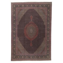 Retro Persian Tabriz Wool & Silk Rug