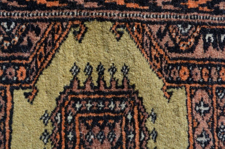 Unknown Vintage Persian Tapestry Rug Runner Bold Design in Brown & Gold Signed 1940s