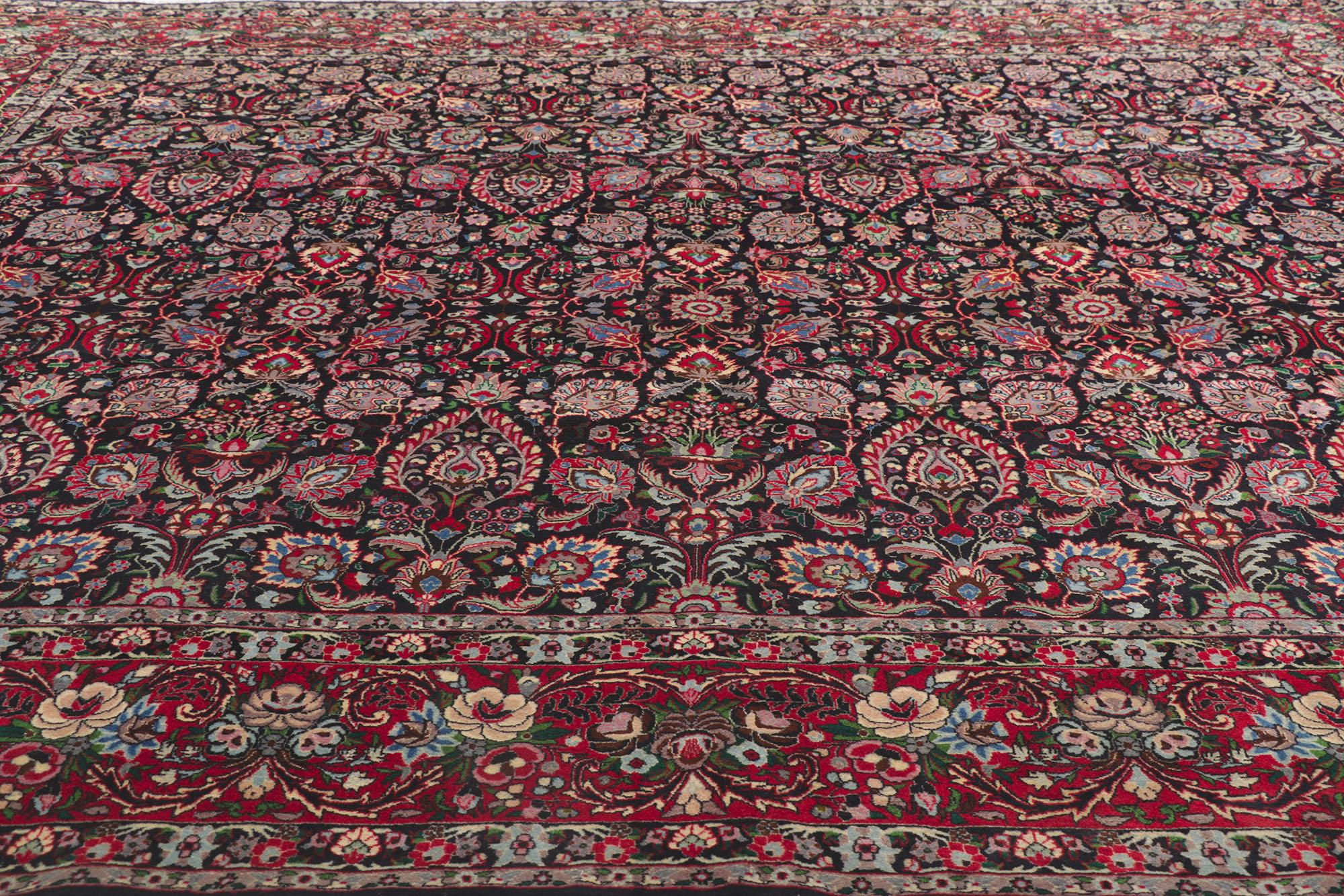 Vintage Persian Tekab Bijar Rug with All-Over Design and Early Victorian Style In Good Condition For Sale In Dallas, TX
