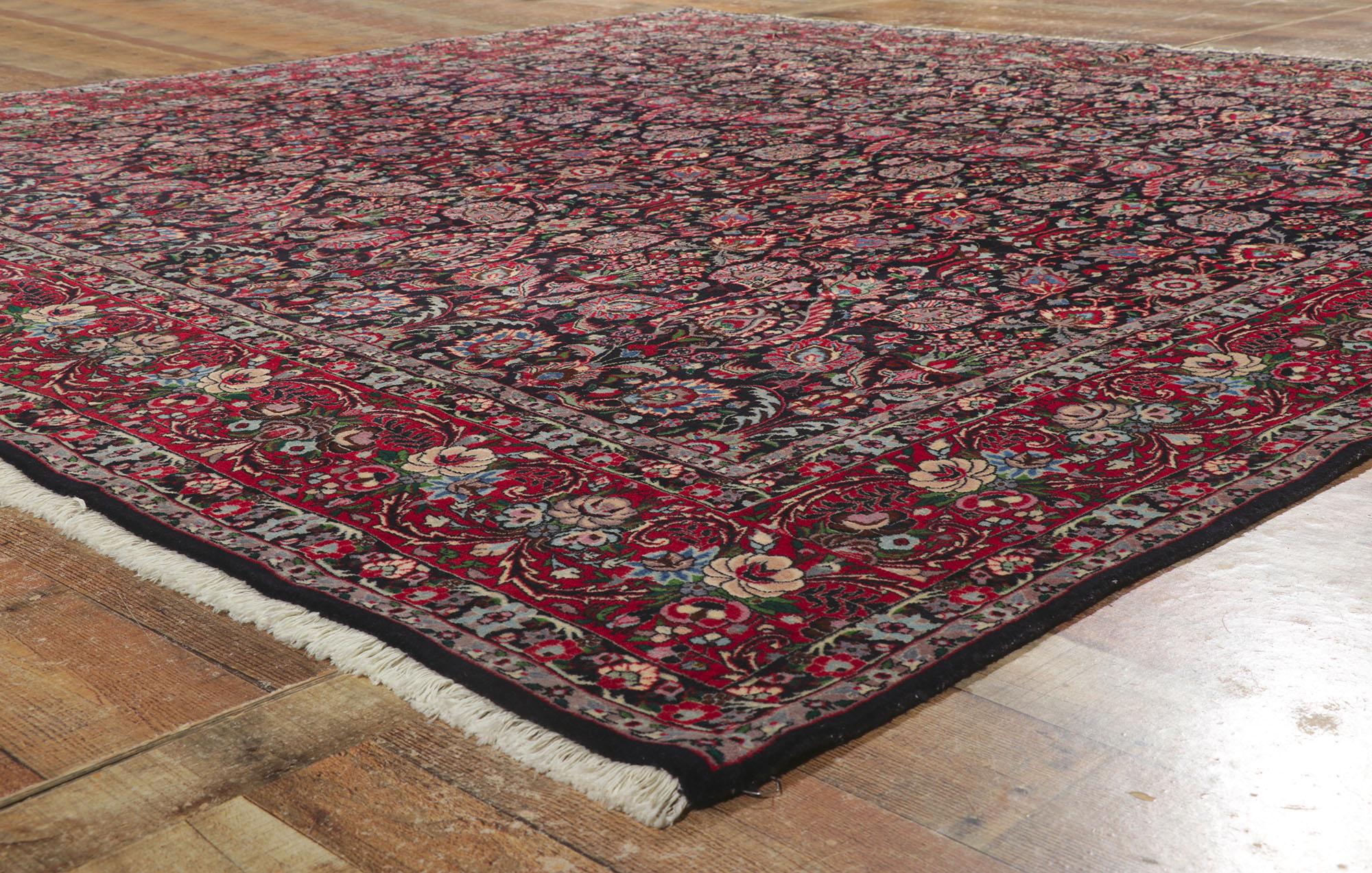 Wool Vintage Persian Tekab Bijar Rug with All-Over Design and Early Victorian Style For Sale