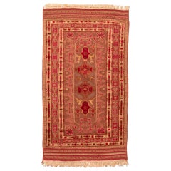 Tapis Kilim persan transitionnel vintage en laine rouge et beige doré par Kilim