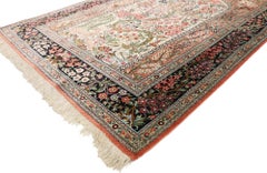 Vintage Persian Tree of Life Qum Silk Prayer Rug with French Rococo Style