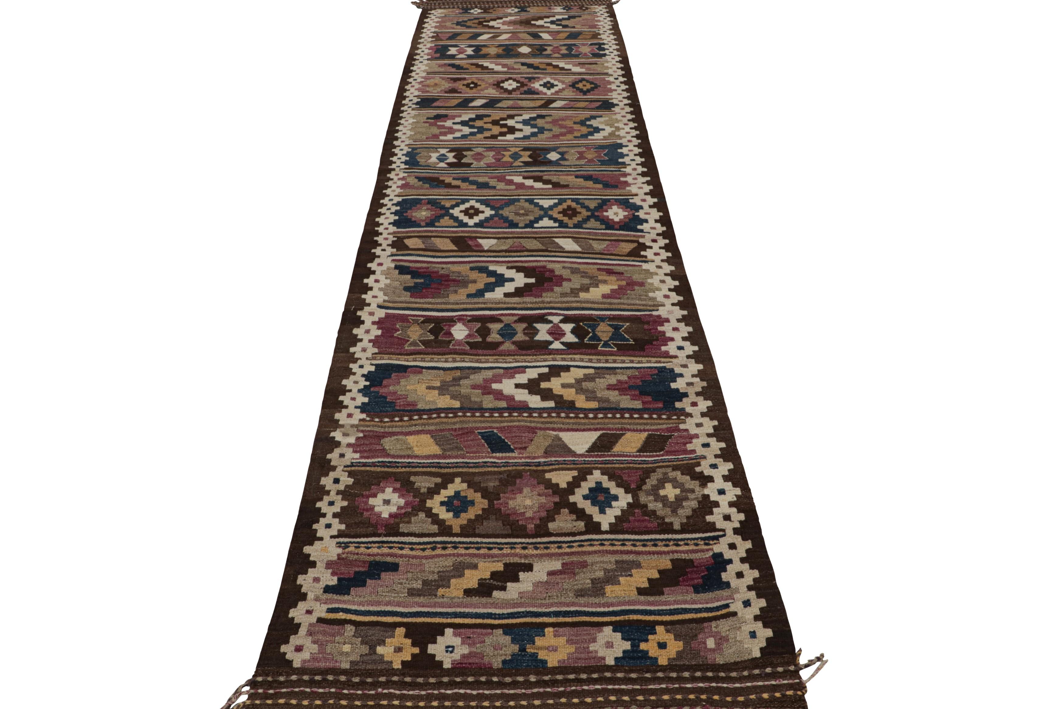 Hand-Knotted Vintage Persian Tribal extra-long Kilim Runner Rug, from Rug & Kilim For Sale