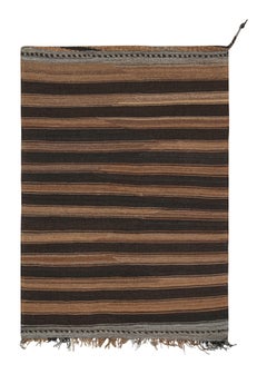 Kilim tribale persiano vintage a strisce marroni e grigie di Rug & Kilim