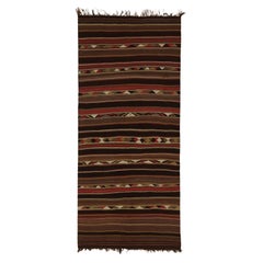Persischer Stammeskunst-Kelim mit braunen und roten Streifen von Teppich & Kilim