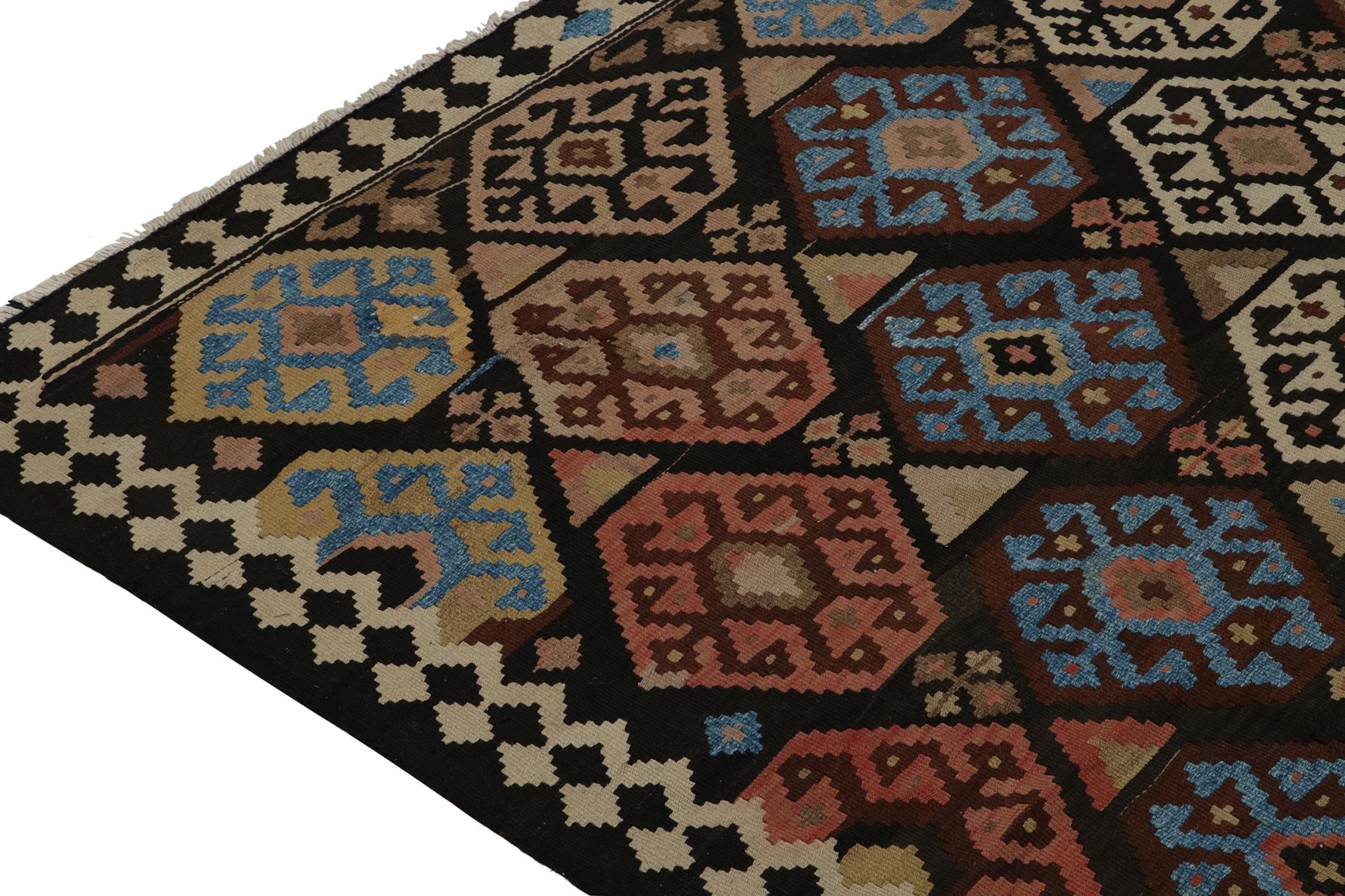 Vintage Persian Tribal Kilim in Brown with Geometric Patterns - by Rug & Kilim In Good Condition For Sale In Long Island City, NY