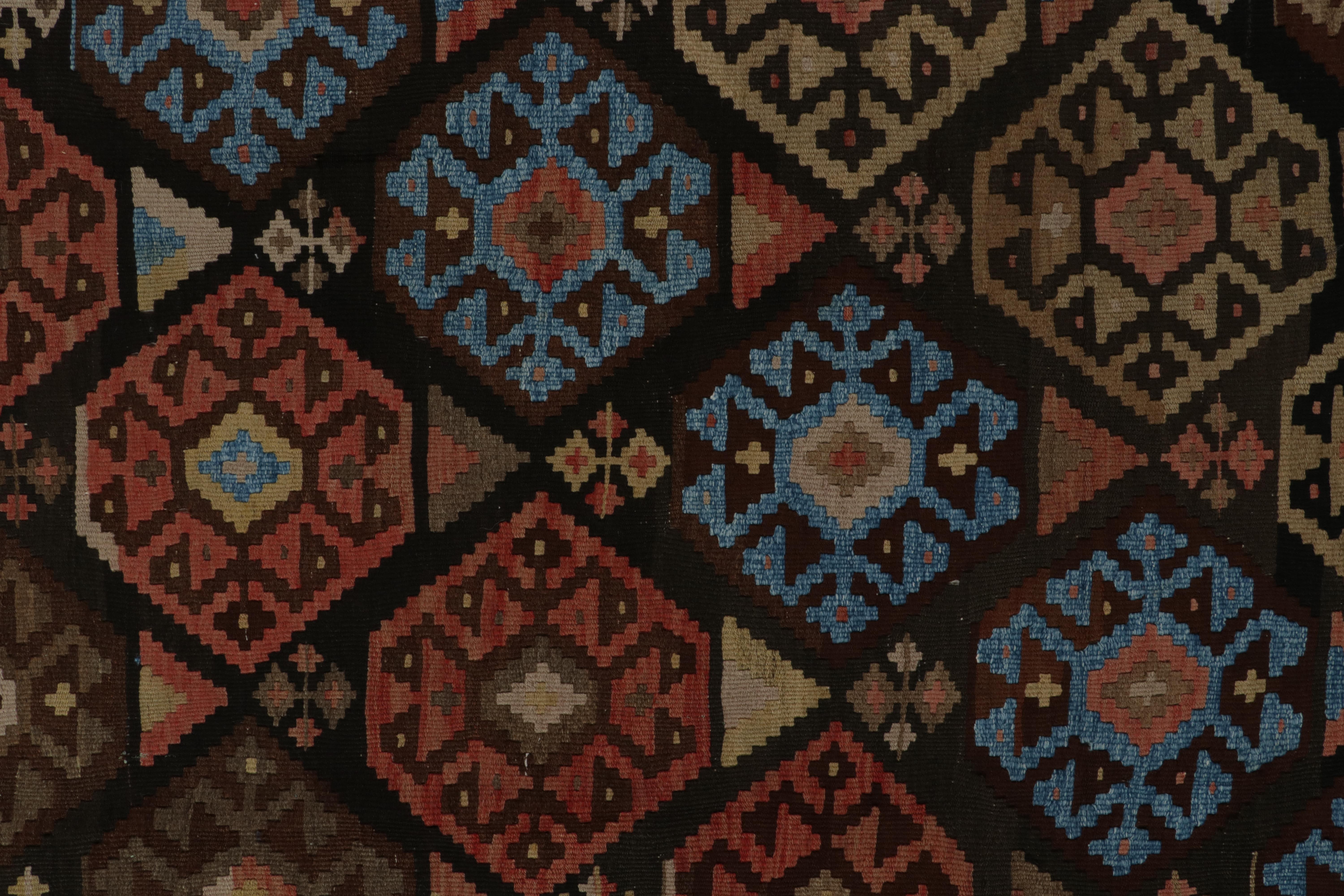 Mid-20th Century Vintage Persian Tribal Kilim in Brown with Geometric Patterns - by Rug & Kilim For Sale