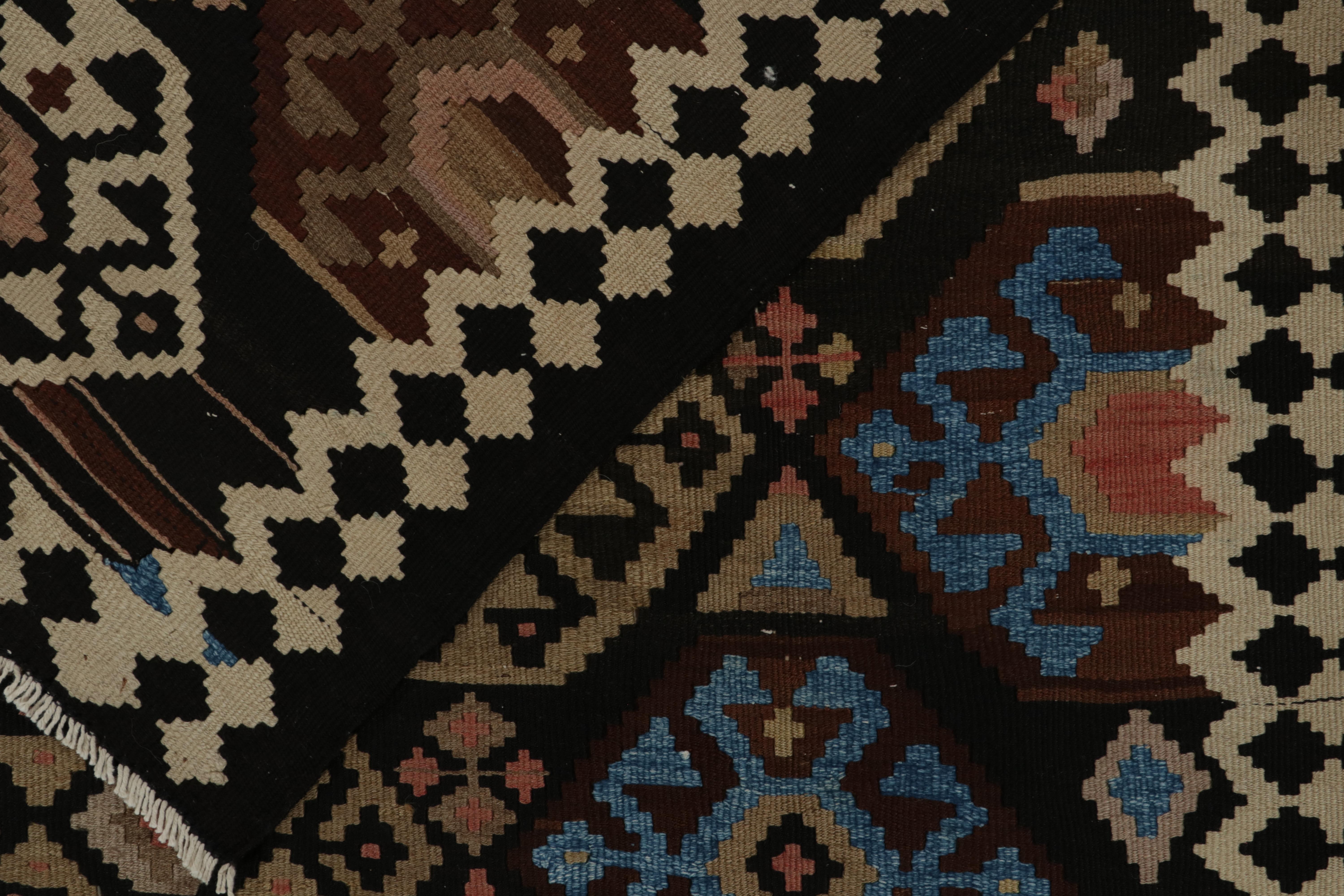 Wool Vintage Persian Tribal Kilim in Brown with Geometric Patterns - by Rug & Kilim For Sale