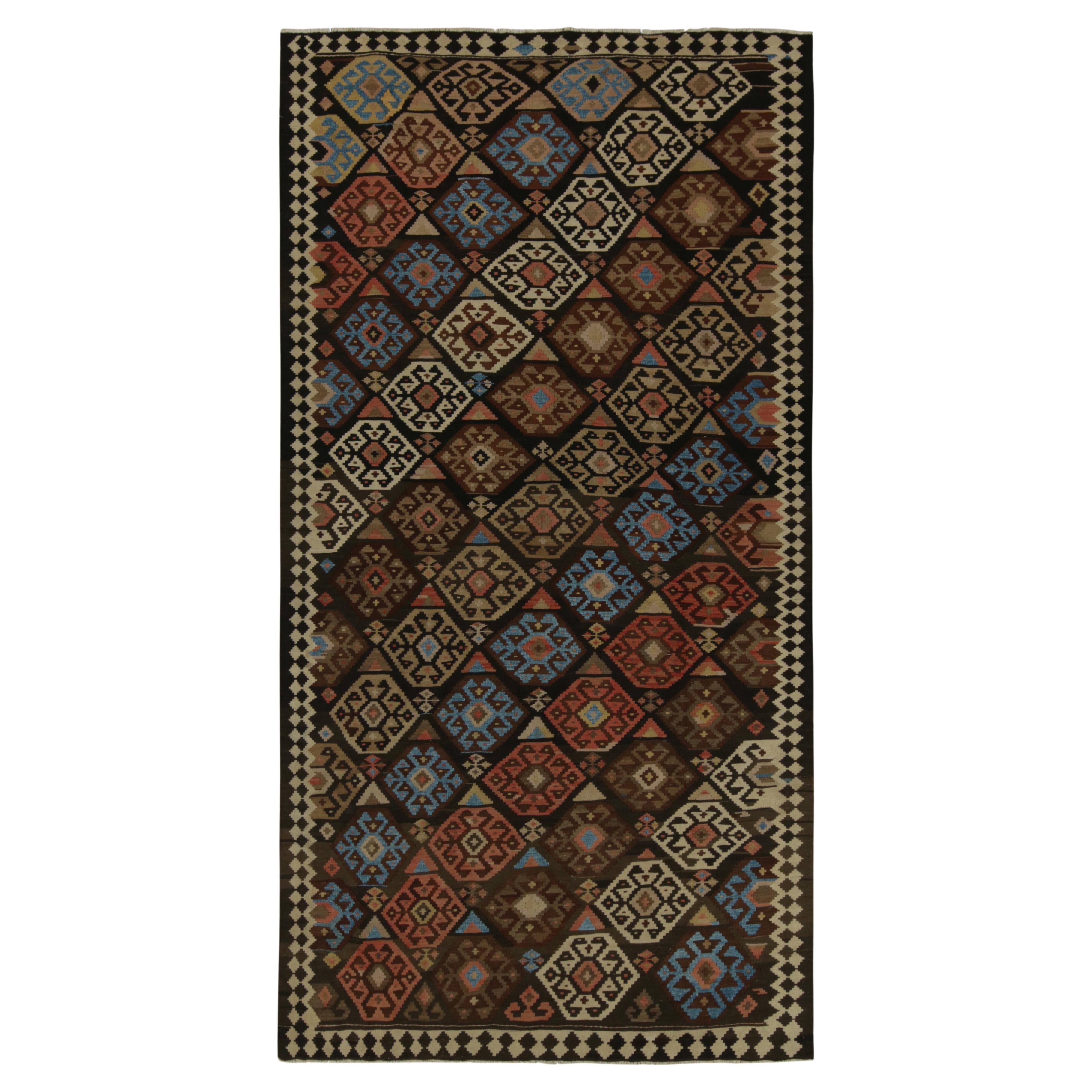 Vintage Persian Tribal Kilim in Brown with Geometric Patterns - by Rug & Kilim For Sale