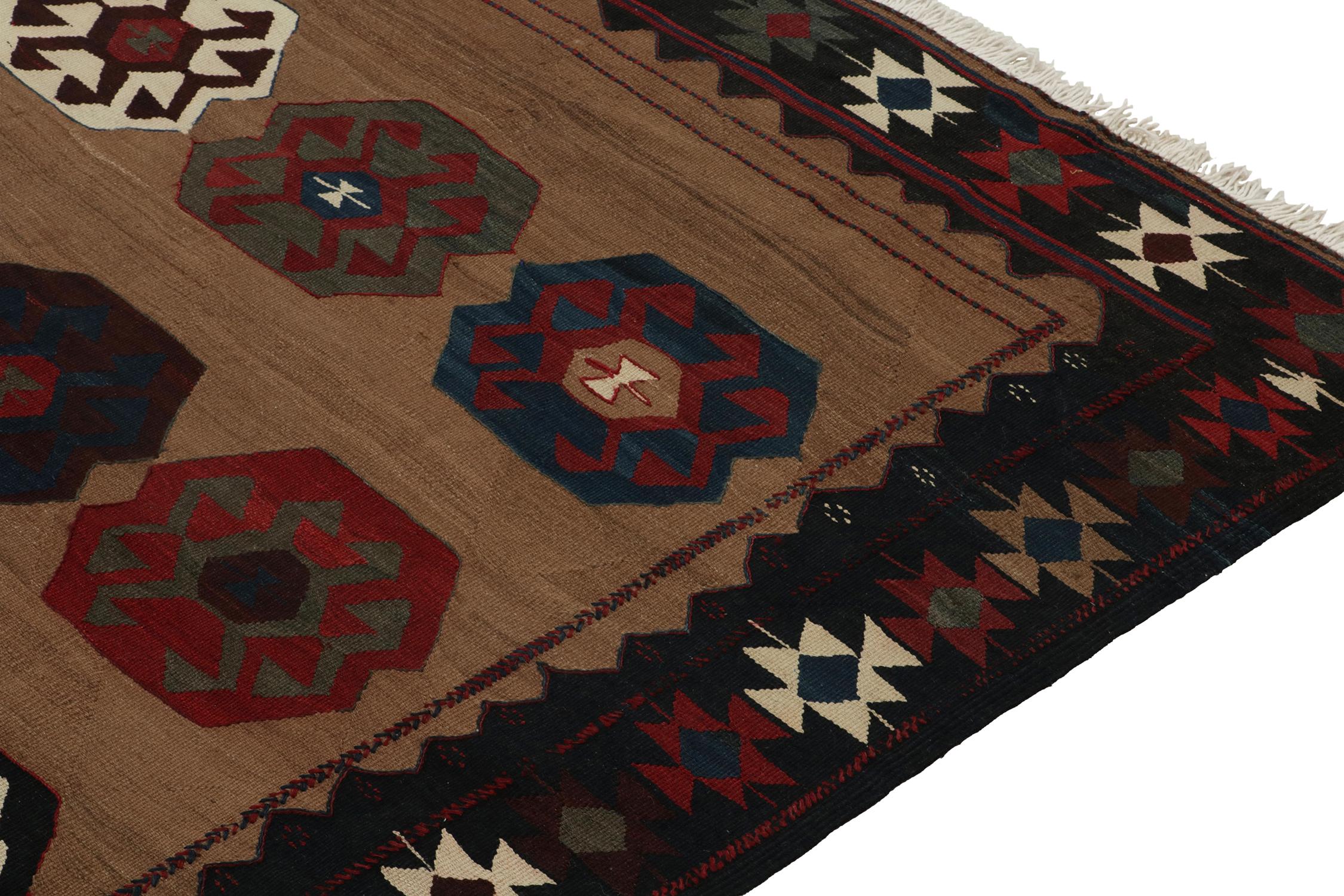 Mid-20th Century Vintage Persian Tribal Kilim in Brown with Medallion Patterns by Rug & Kilim For Sale