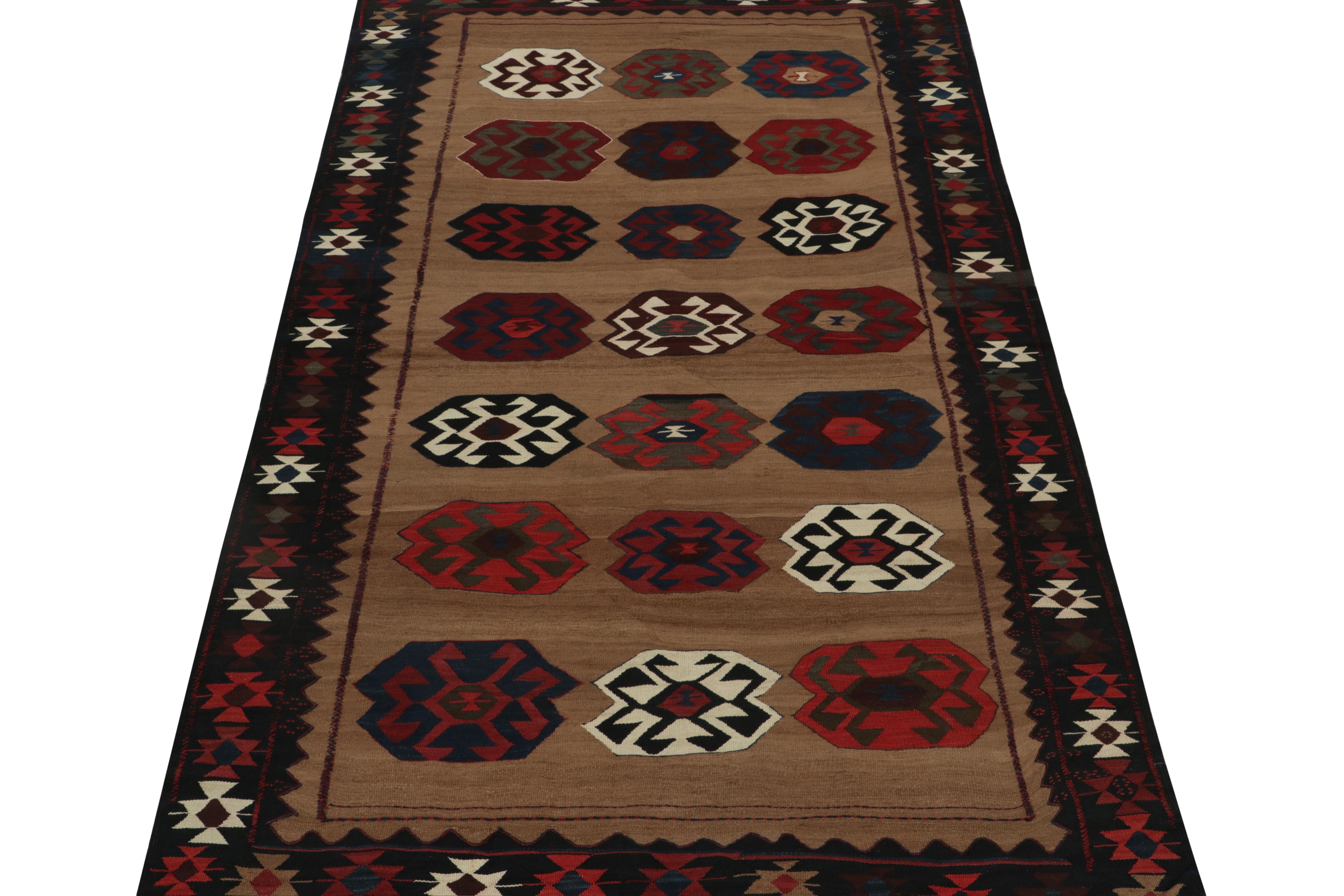 Hand-Knotted Vintage Persian Tribal Kilim in Brown with Medallion Patterns by Rug & Kilim For Sale