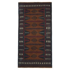 Kilim tribale persiano vintage in marrone con medaglioni blu navy - Rug & Kilim