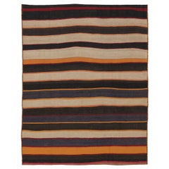 Kilim tribale persiano vintage a strisce color carbone e arancione - Rug 
Kilim