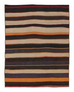 Vintage Persisch Stammes-Kilim in Anthrazit und Orange Streifen - Rug & Kilim