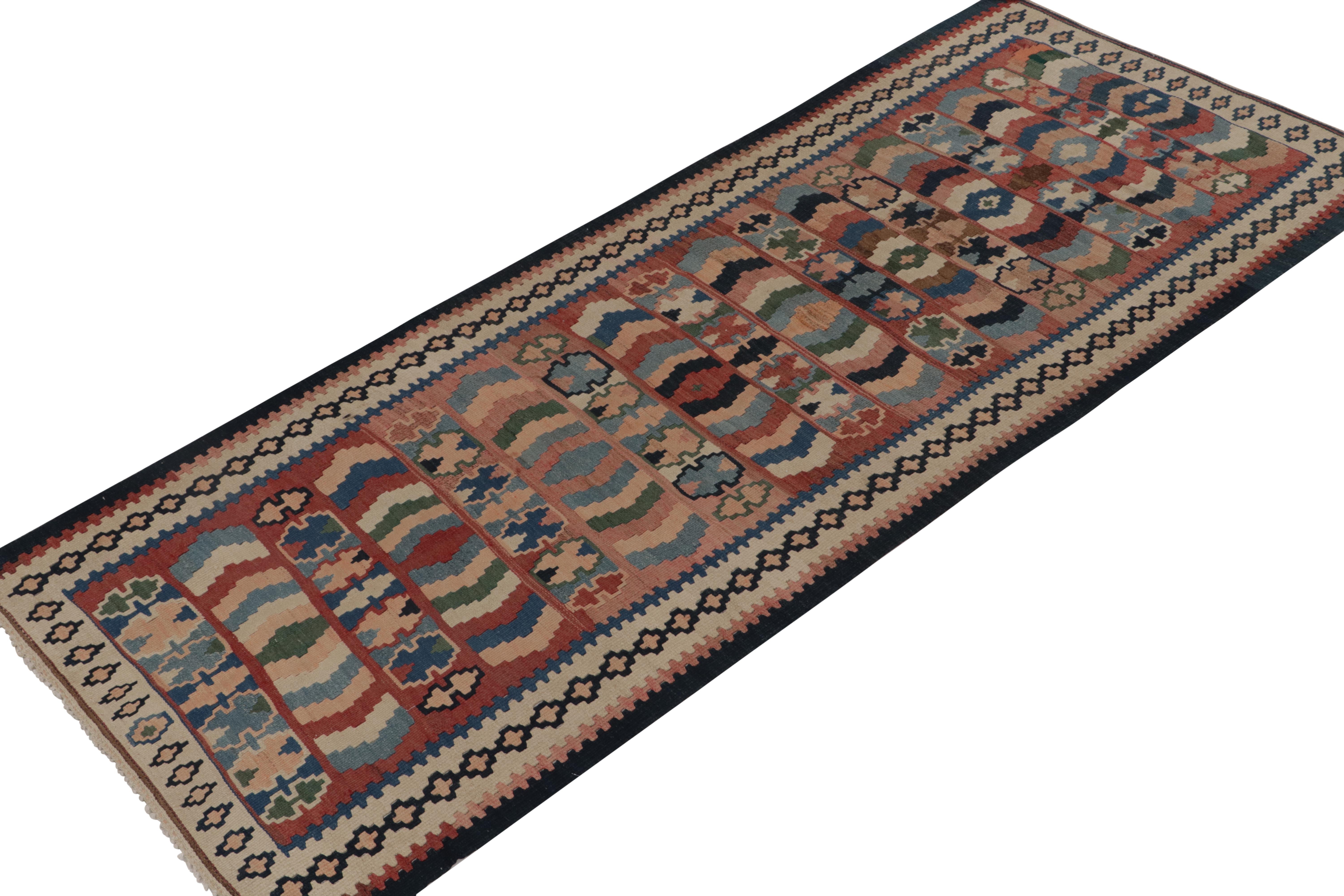 Hand-Knotted Vintage Persian Tribal Kilim in Polychromatic Geometric Pattern, by Rug & Kilim For Sale