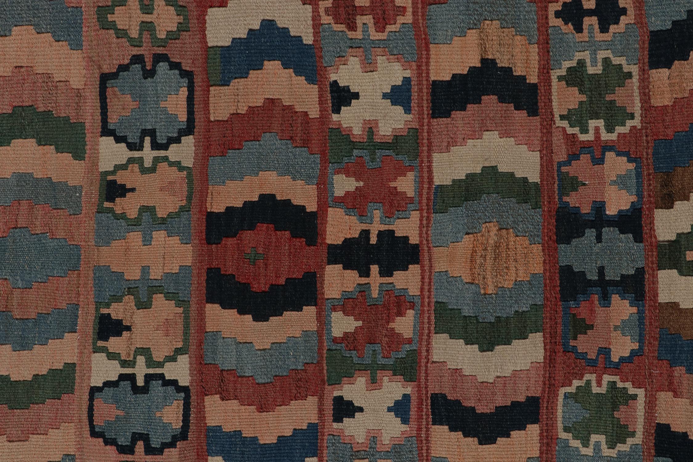 Wool Vintage Persian Tribal Kilim in Polychromatic Geometric Pattern, by Rug & Kilim For Sale
