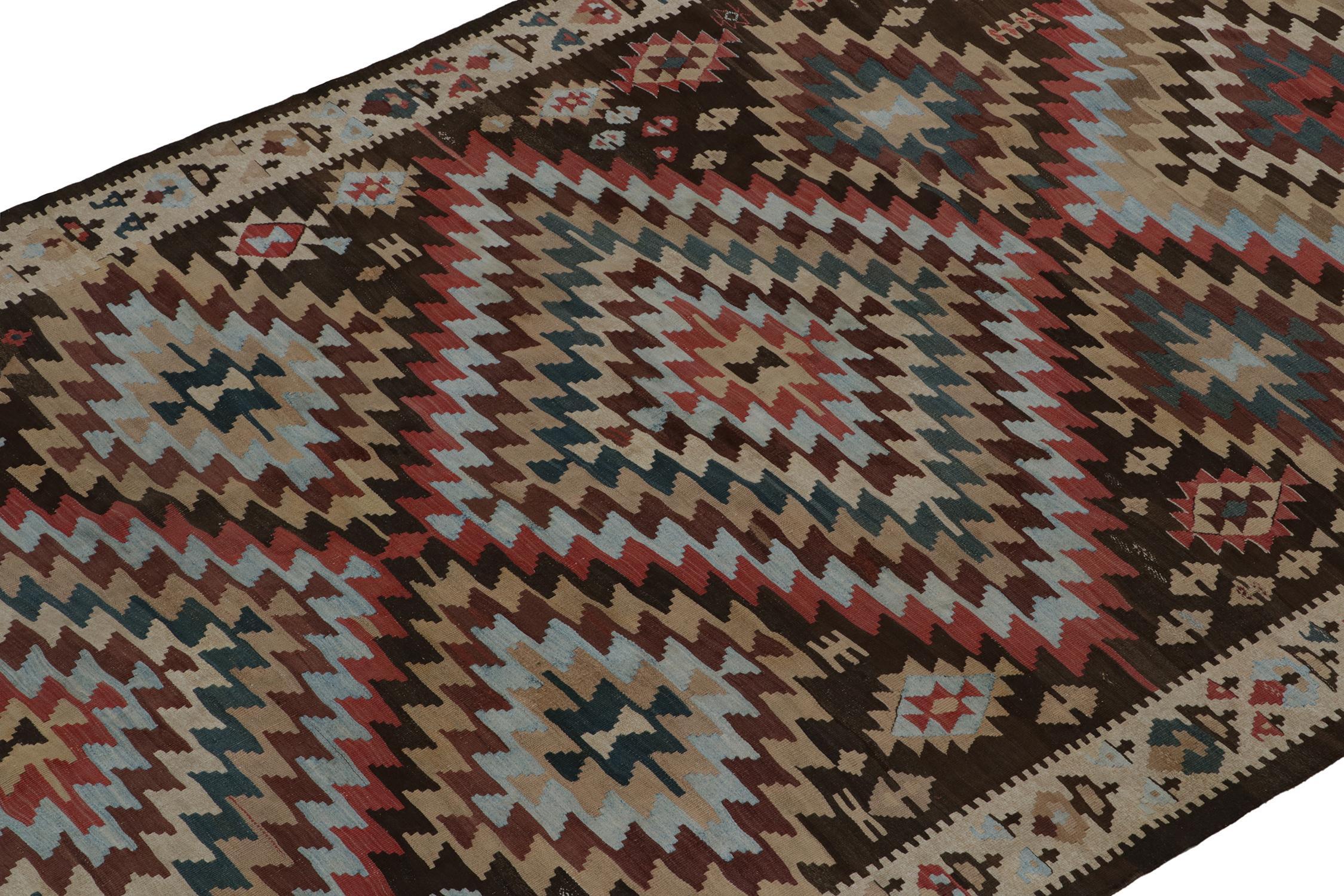 Vintage Persian Tribal Kilim in Polychromatic Geometric Patterns by Rug & Kilim In Good Condition For Sale In Long Island City, NY