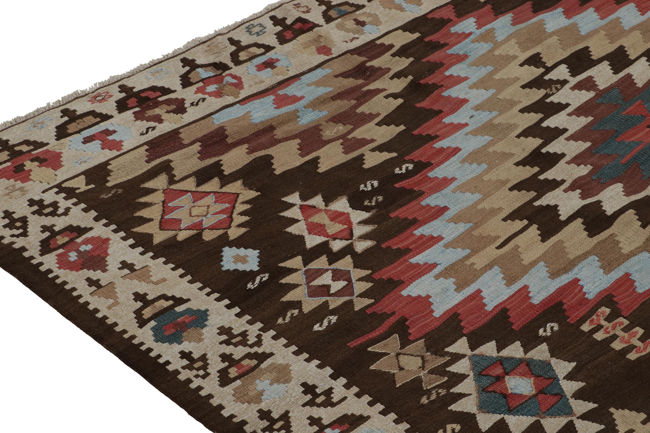 Mid-20th Century Vintage Persian Tribal Kilim in Polychromatic Geometric Patterns by Rug & Kilim For Sale