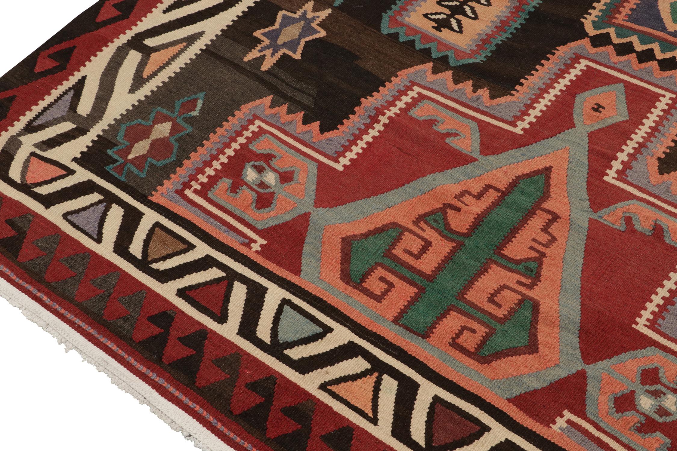 Mid-20th Century Vintage Persian Tribal Kilim in Polychromatic Geometric Patterns by Rug & Kilim For Sale