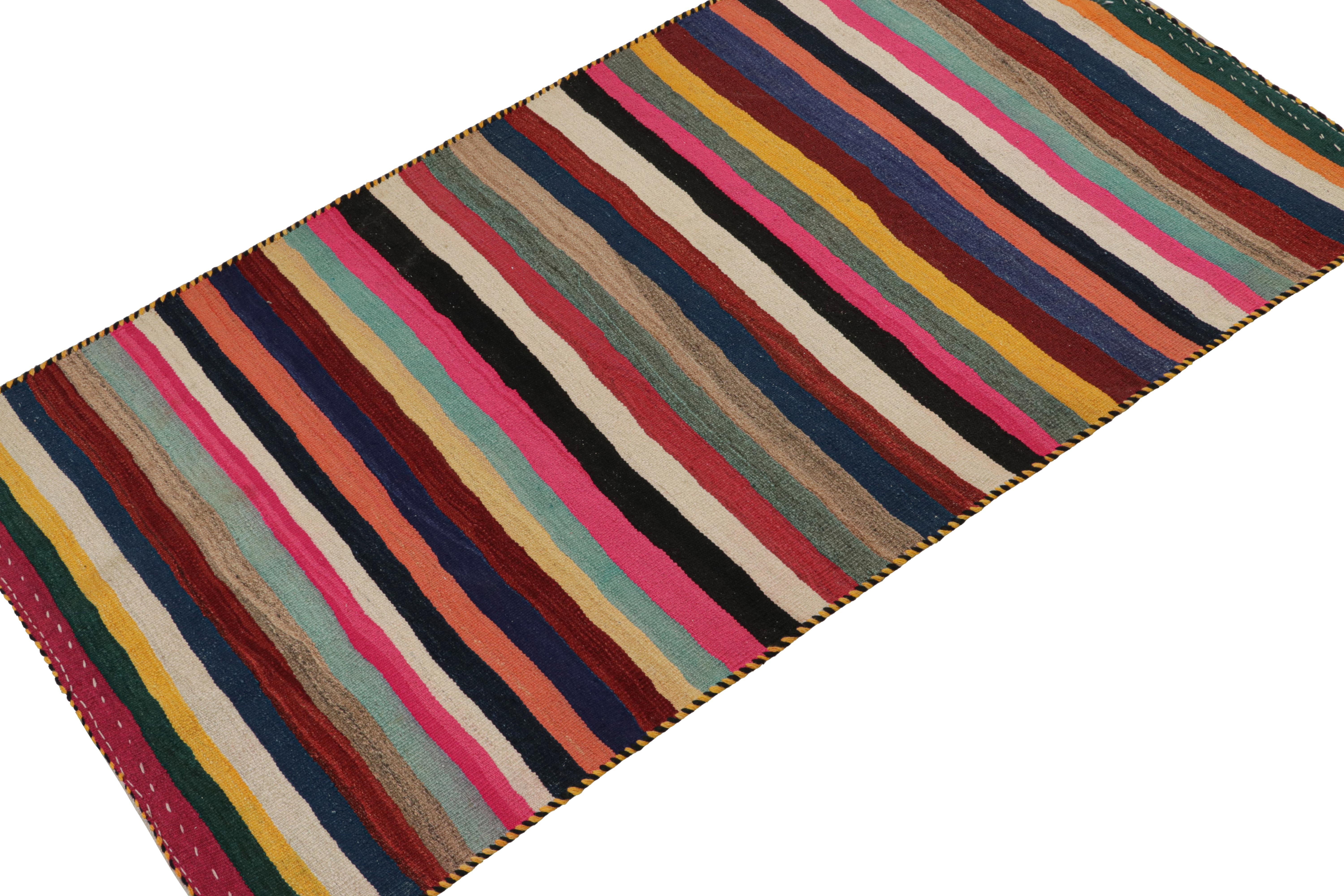 Vintage Persian Tribal Kilim in Polychromatic Stripes by Rug & Kilim In Good Condition For Sale In Long Island City, NY