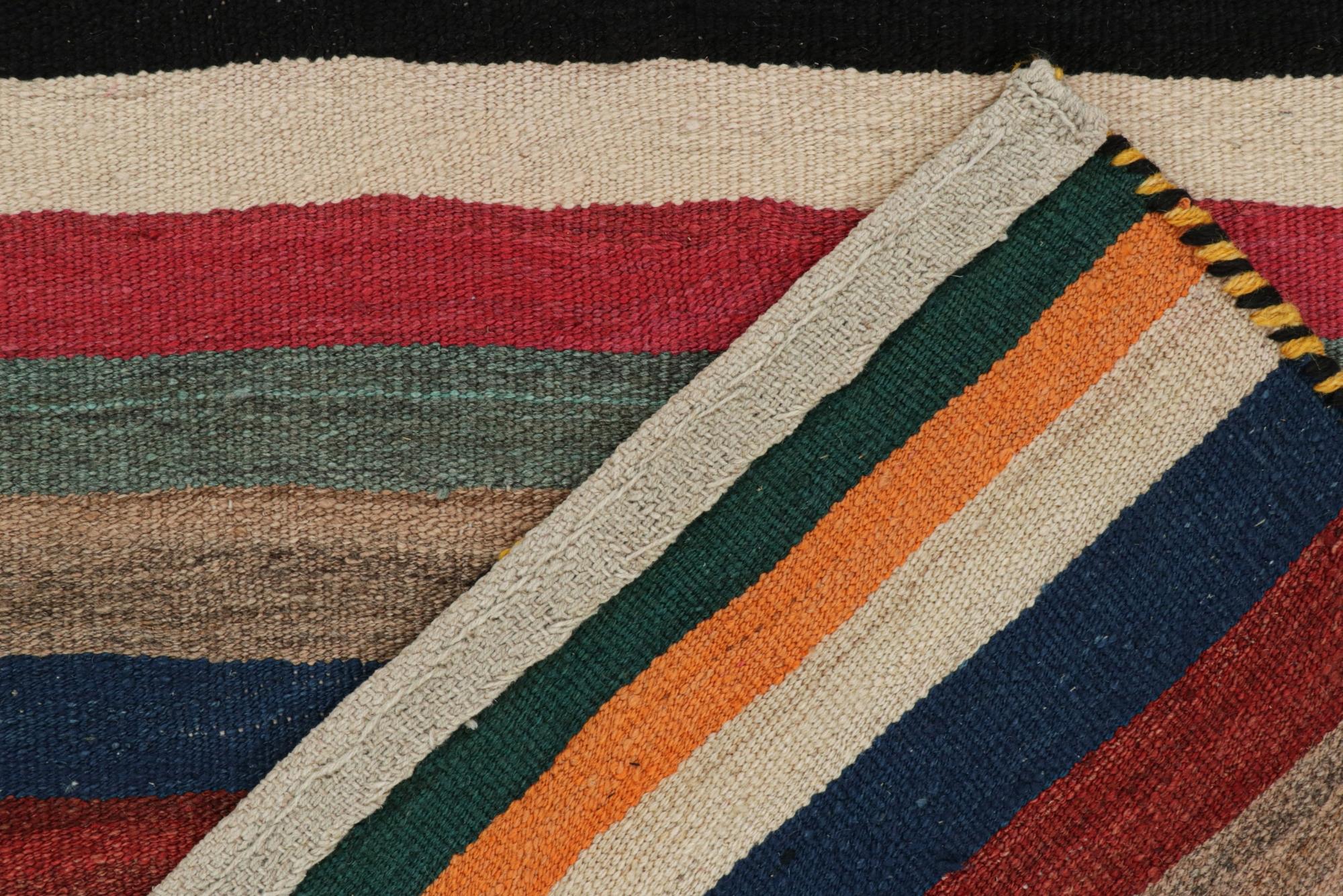 Vintage Persian Tribal Kilim in Polychromatic Stripes by Rug & Kilim For Sale 1