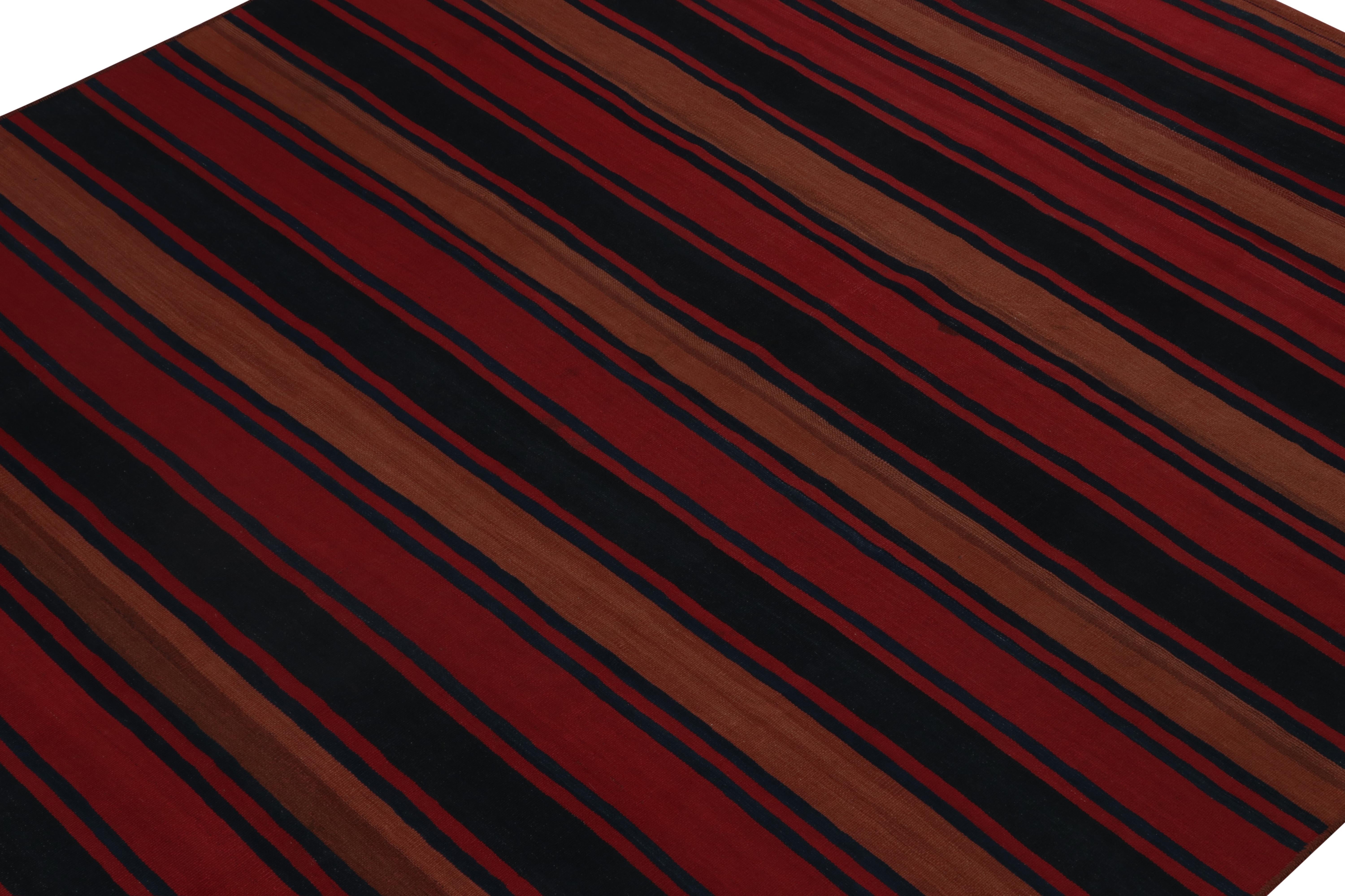 Vintage Persian Tribal Kilim in Red, Rust and Blue Stripes In Good Condition For Sale In Long Island City, NY