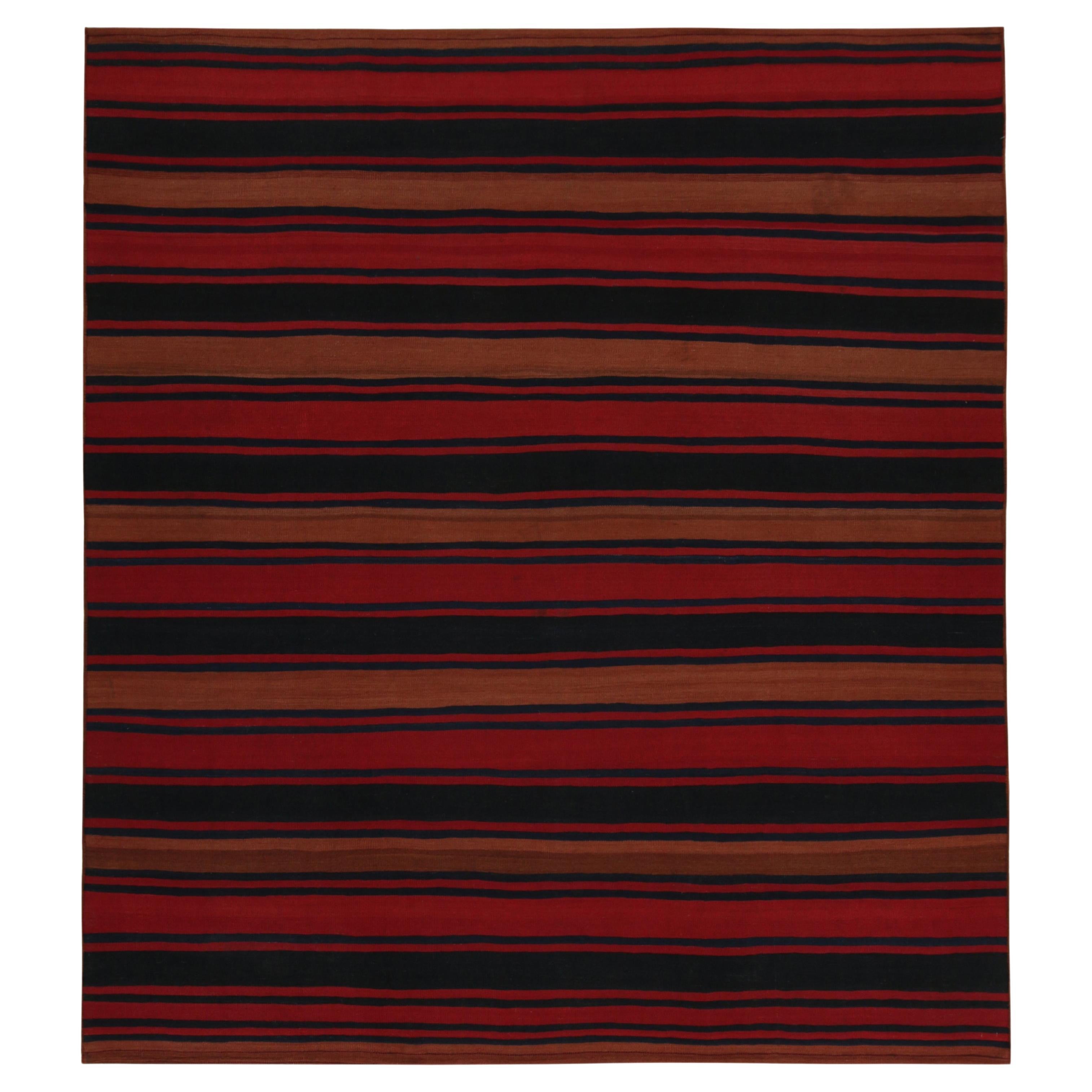 Persischer Stammeskunst-Kelim mit roten, rostfarbenen und blauen Streifen