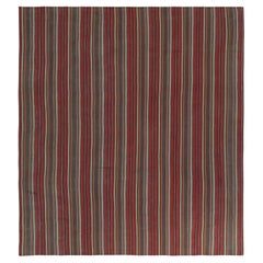 Vintage Persian Tribal Kilim in Red with Polychromatic Stripes, by Rug & Kilim 