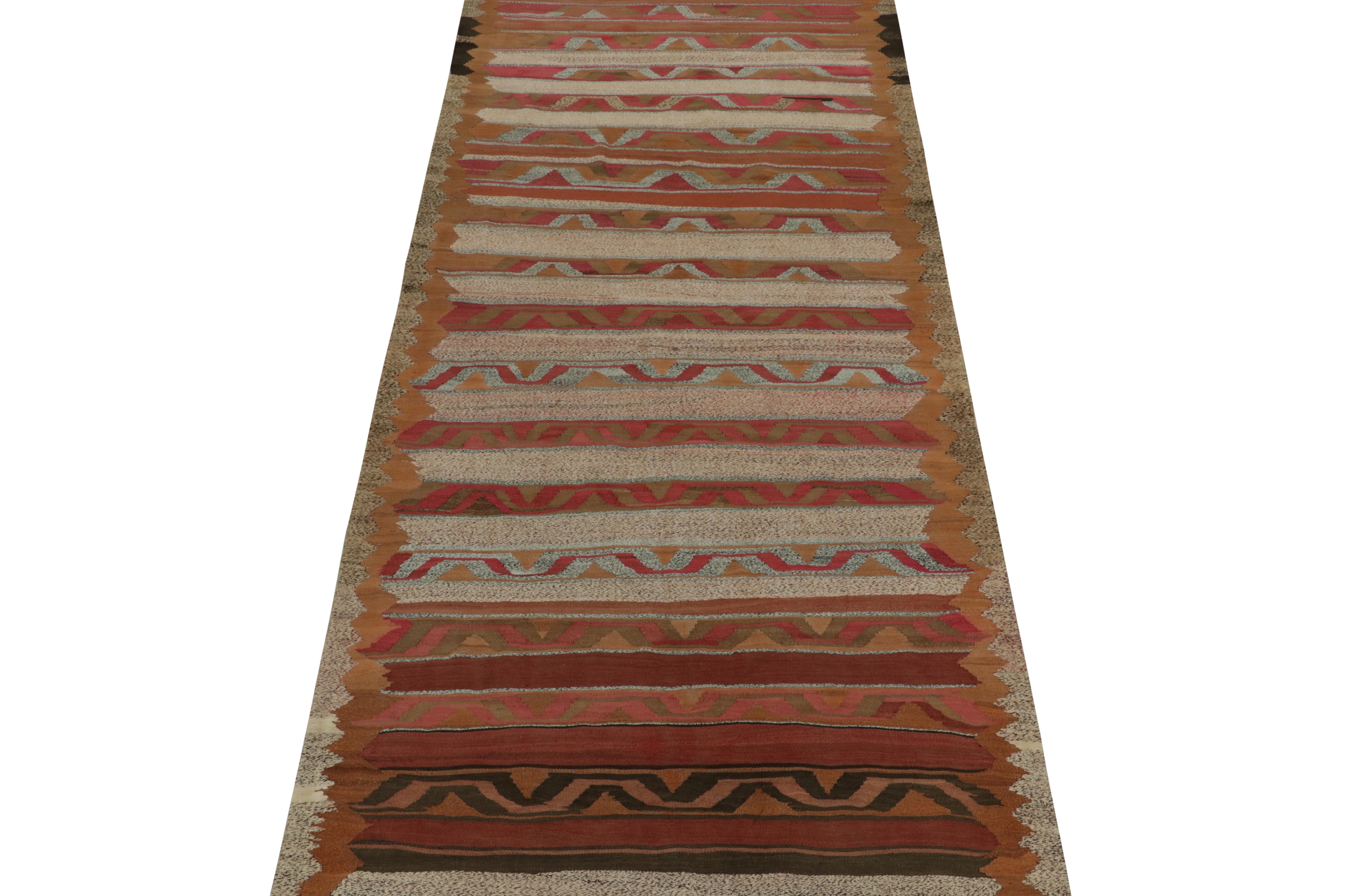 Hand-Knotted Vintage Persian Tribal Kilim Rug in Polychromatic Stripes by Rug & Kilim For Sale