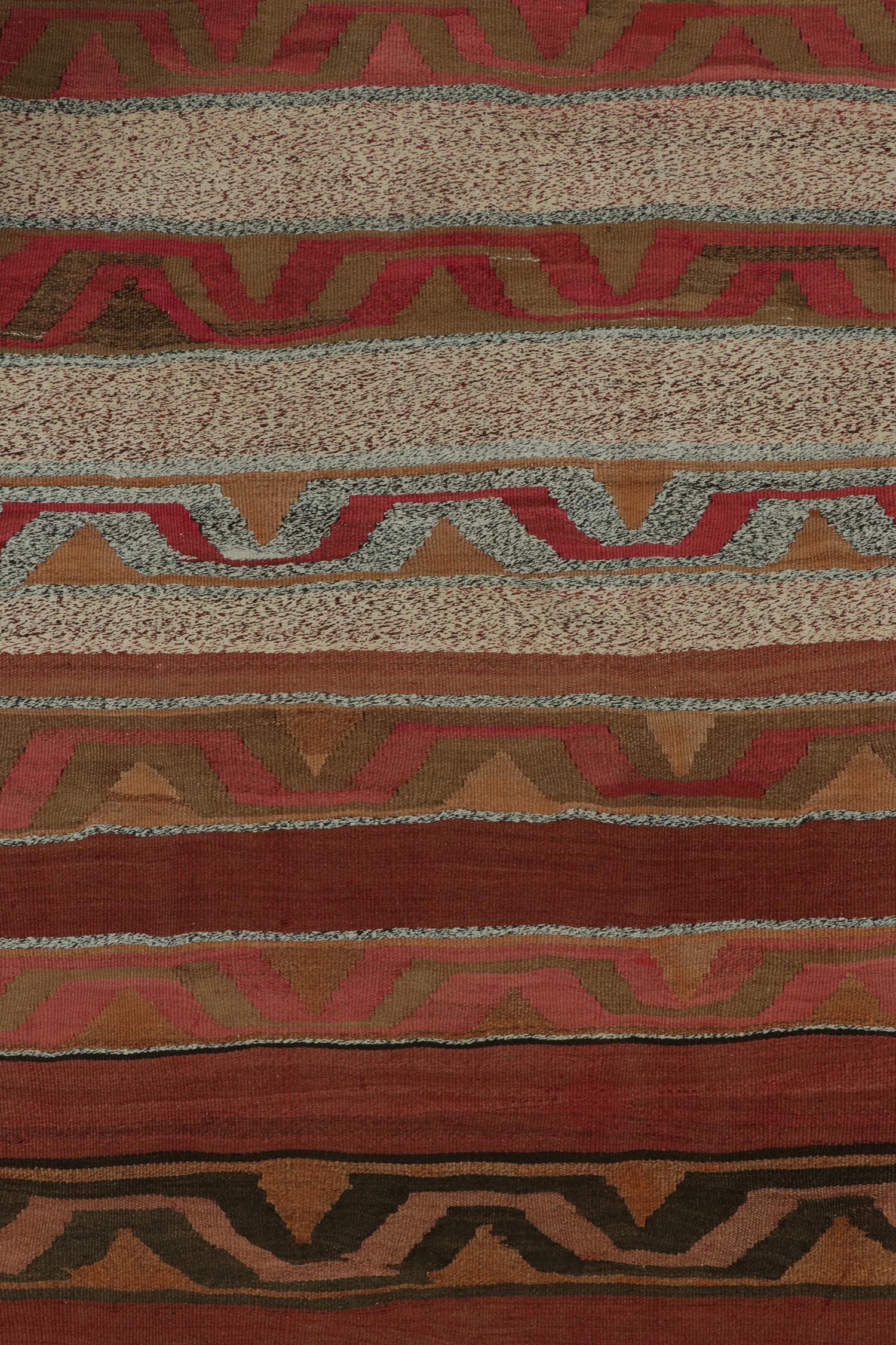 Wool Vintage Persian Tribal Kilim Rug in Polychromatic Stripes by Rug & Kilim For Sale