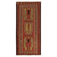 Tapis Kilim persan tribal vintage à motifs rouges, roses et dorés