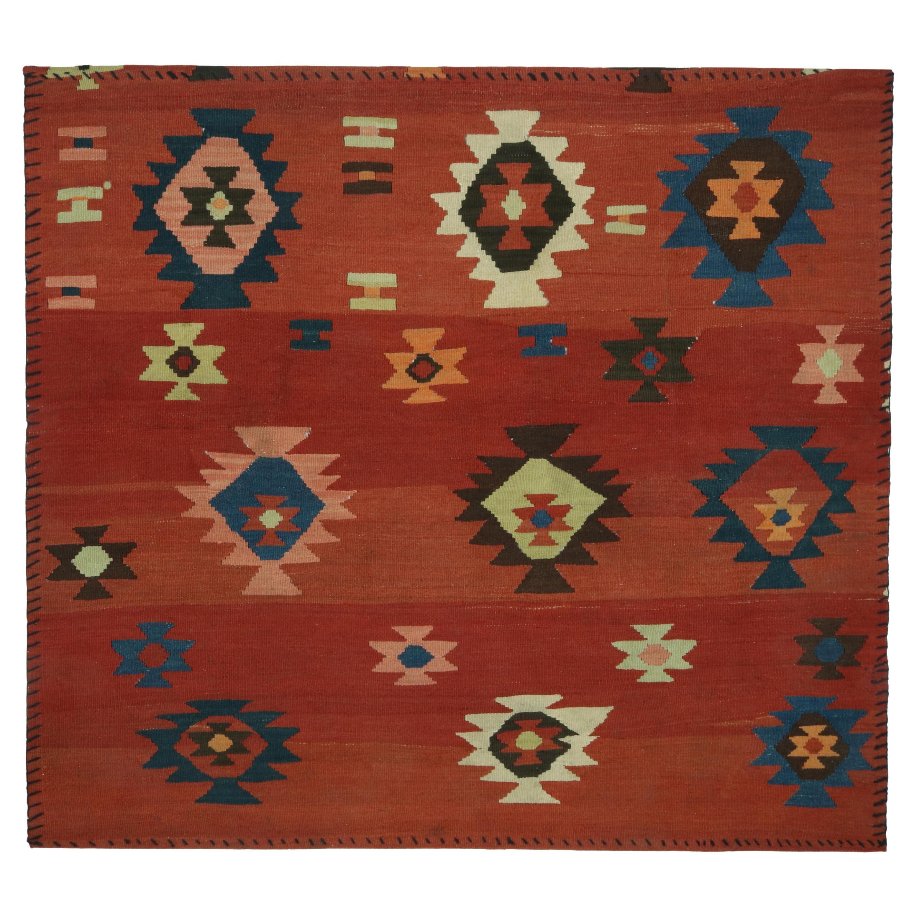 Vintage Persian Tribal Kilim rug in Red with Geometric Patterns - by Rug & Kilim For Sale