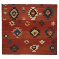 Vintage Persian Tribal Kilim rug in Red with Geometric Patterns - by Rug & Kilim