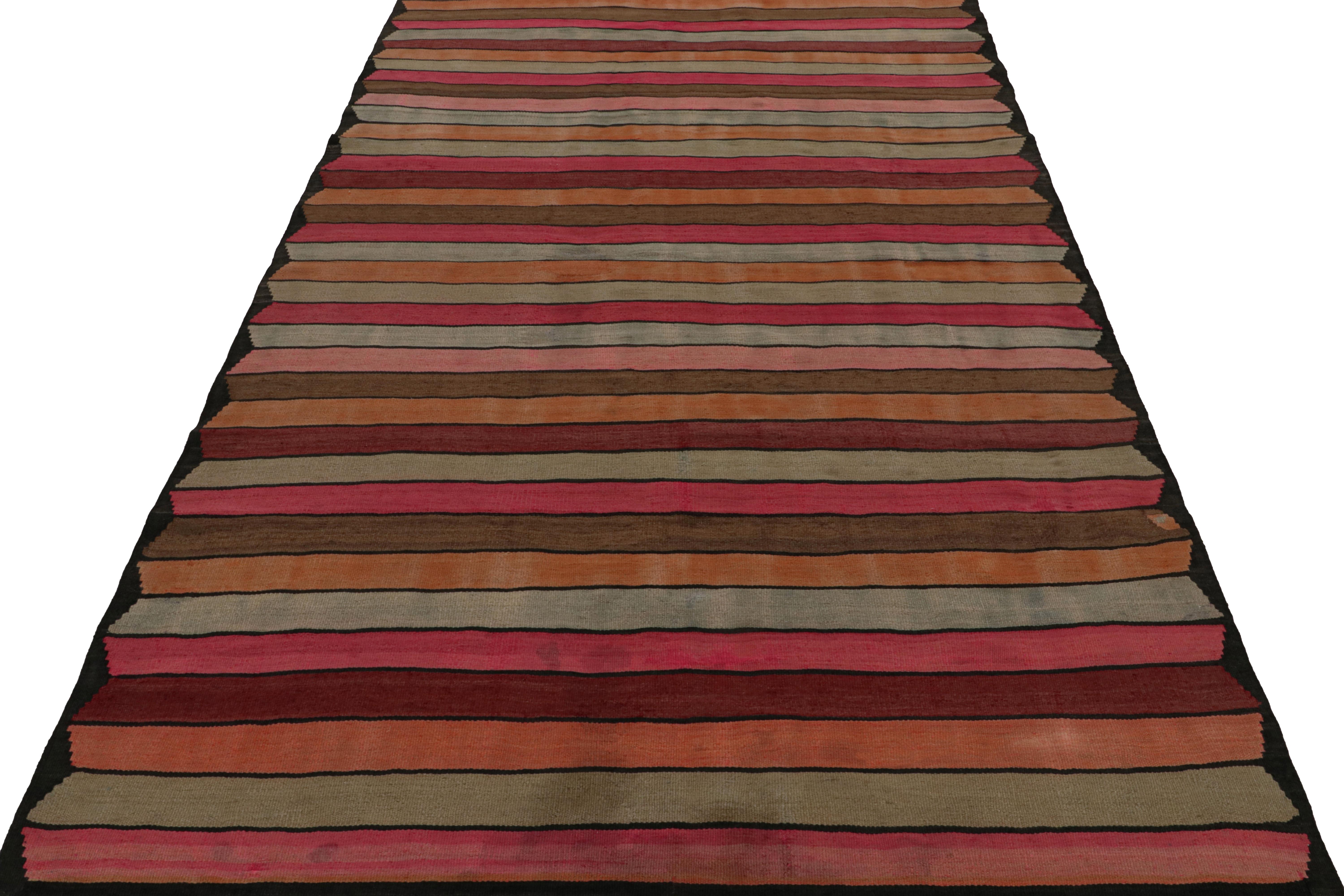 Tribal Vintage Persian tribal Kilim rug, with Stripes, from Rug & Kilim For Sale