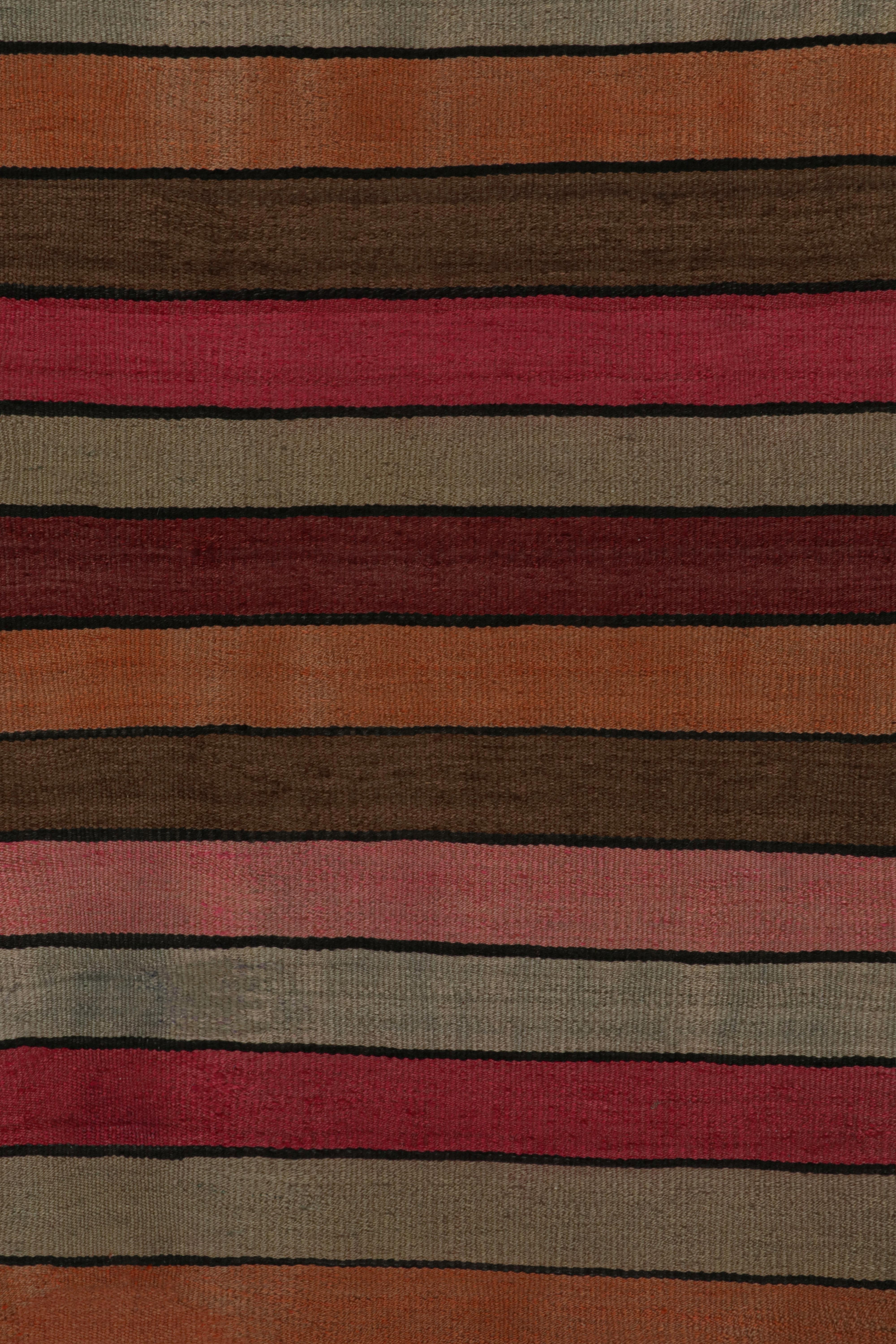 Mid-20th Century Vintage Persian tribal Kilim rug, with Stripes, from Rug & Kilim For Sale