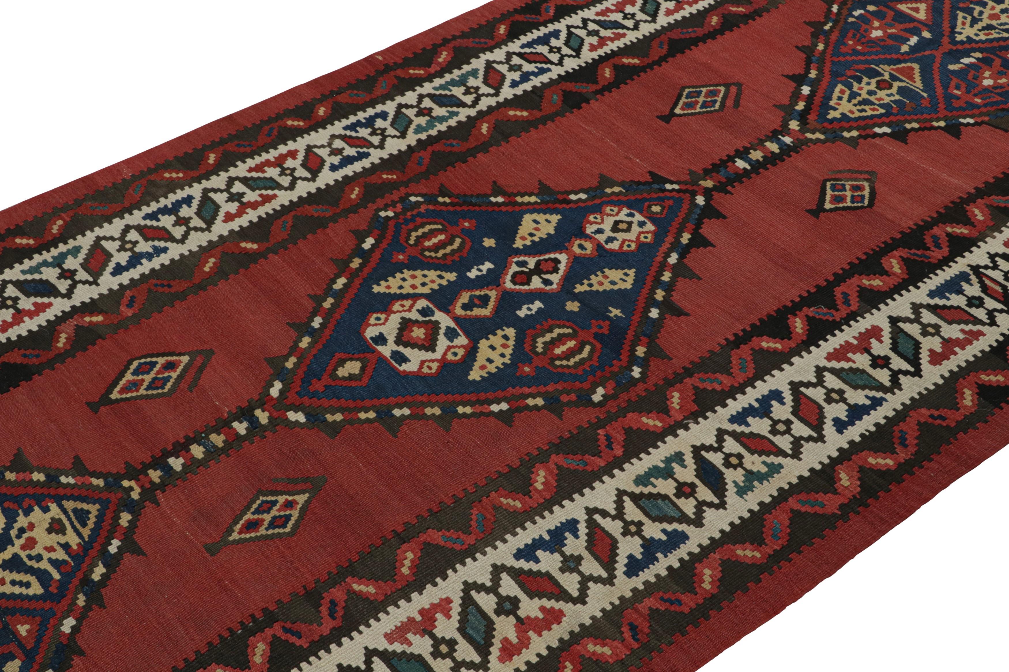 Hand-Woven Vintage Persian tribal Kilim Runner rug with Medallions from Rug & Kilim For Sale