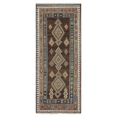 Tapis Kilim persan tribal vintage avec médaillons bruns et bleus par Kilim