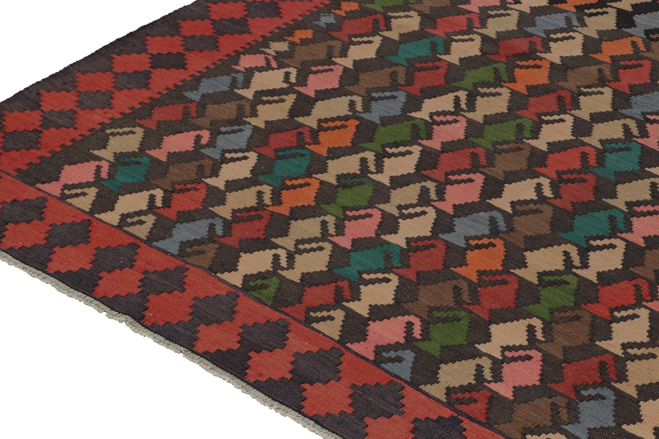 Mid-20th Century Vintage Persian Tribal Kilim with Polychromatic Geometric Pattern by Rug & Kilim For Sale